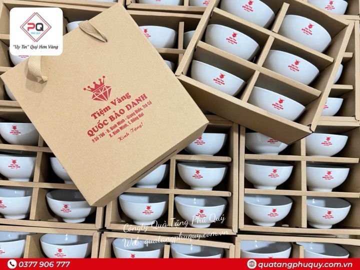 BỘ 6 CHÉN SỨ IN LOGO THEO YÊU CẦU
